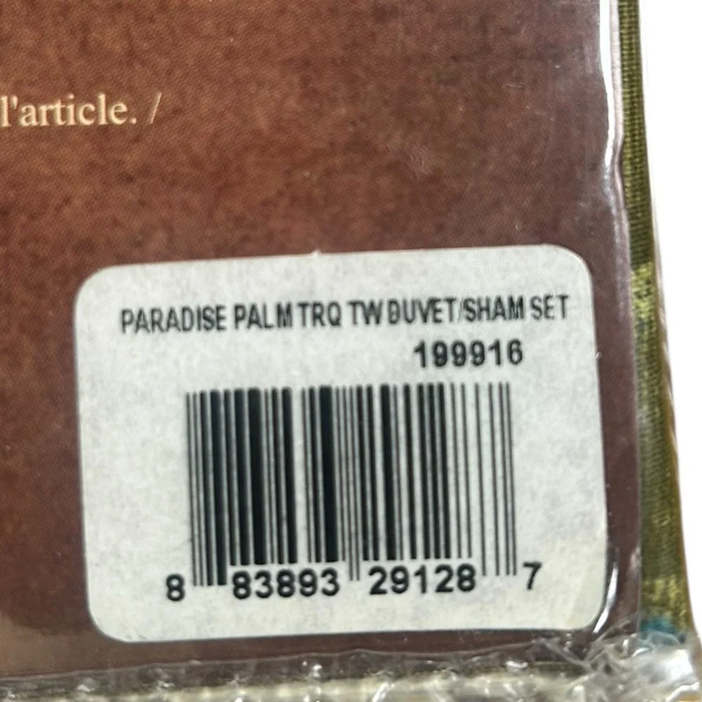 TOMMY BAHAMA HOME Paradise Palm Twin‎ Duvet Set Teal Tropical Sealed NWT - Picture 3 of 8